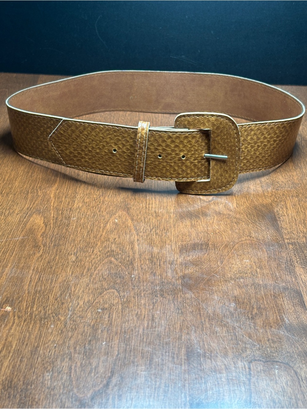 80s Wide Faux Snakeskin Statement Belt